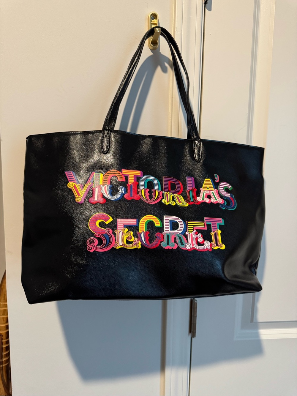 Victoria's Secret Black Tote with Colorful Logo